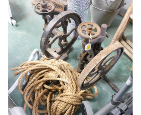 Vintage drill presses and rope NOTE - Rope withdrawn 