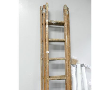 Vintage wooden extending ladders 
