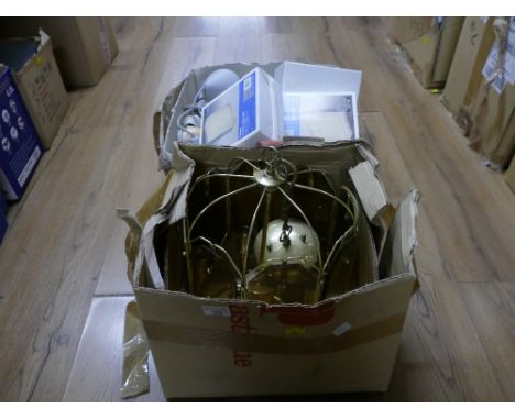 Two boxes of light fittings including Moscow wall light by Wickes 