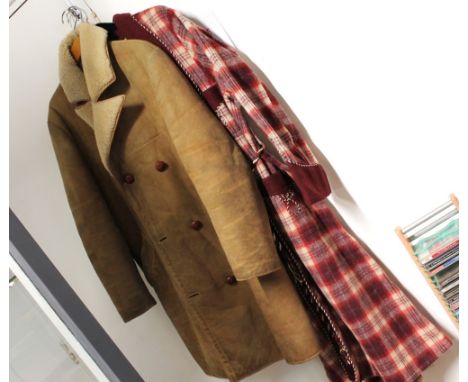 Sheepskin jacket and vintage style wool dressing gown 
