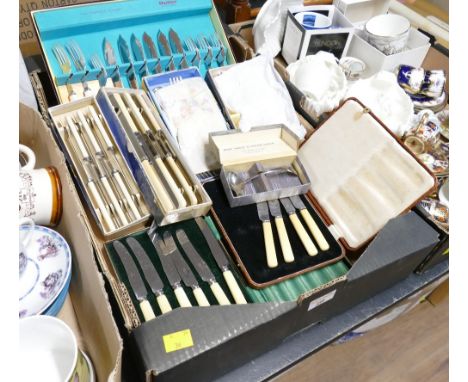Boxed cutlery including Butler The Firth Staybrite mint sauce and cream ladle, faux bone handled knifes etc 