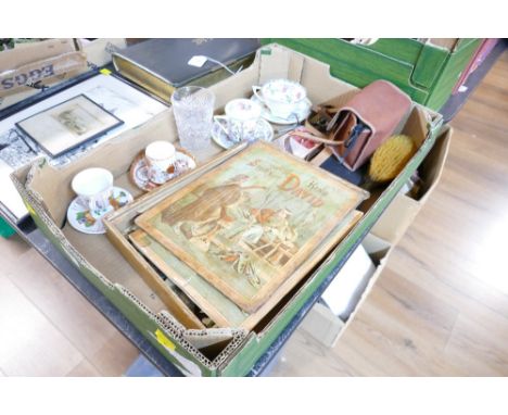 Vintage wooden jigsaw puzzle, The Story of King David, Addiator calculator, cabinet cups and saucers, Kodak Cresta Brownie ca