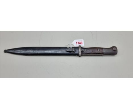 A German World War II&nbsp;M1884/98 Mauser bayonet and scabbard, stamped 'Coppel G.m.b.H 1939'. 