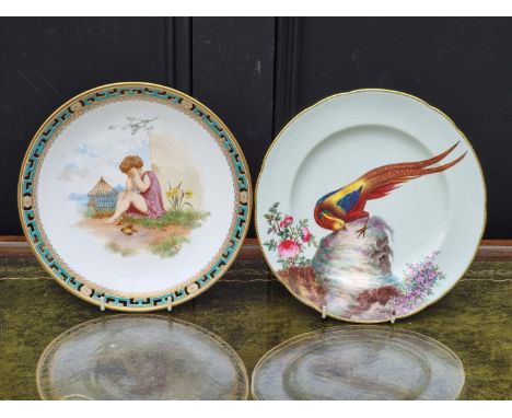 Two Victorian Minton cabinet plates, each finely painted, 24.5cm diameter. (2)&nbsp; 