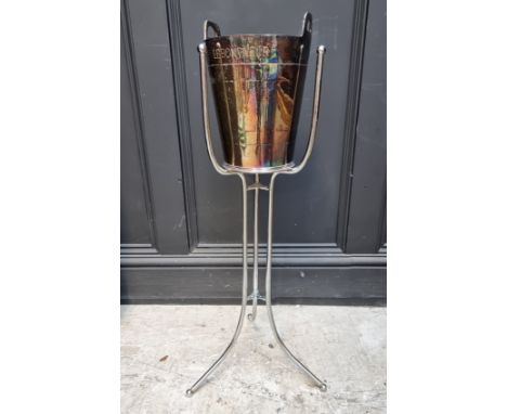 An electroplated twin handle wine cooler,&nbsp;by Elkington, on associated tripod stand.&nbsp; 