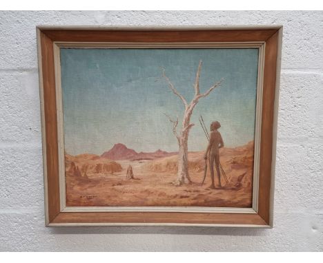 Gilbert Thomas Roach (Australian), an Aboriginal in The Outback, signed and dated 1963, oil on canvas, 50 x 60cm. 