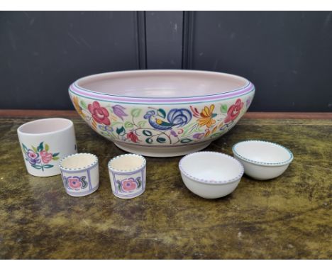 A large Poole pottery circular bowl, 34cm diameter; together with five other items. (6)&nbsp; 