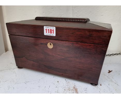 A 19th century rosewood sarcophagus tea caddy, 27.5cm wide.&nbsp; 