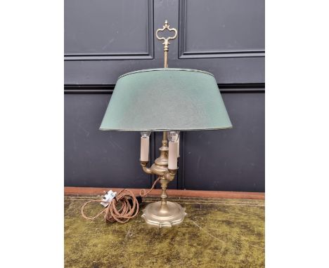 A brass three branch desk lamp.&nbsp; 