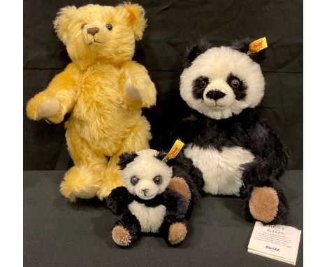 Steiff (Germany) EAN 660818 Panda Mother and Baby, each with trademark Steiff button to ear with red and yellow tags, 23cm an