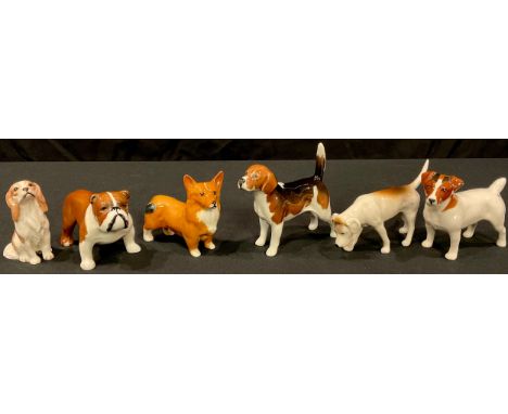 A Beswick model of a Corgi; other Beswick dog models including Bulldog, Beagle, etc (6) 