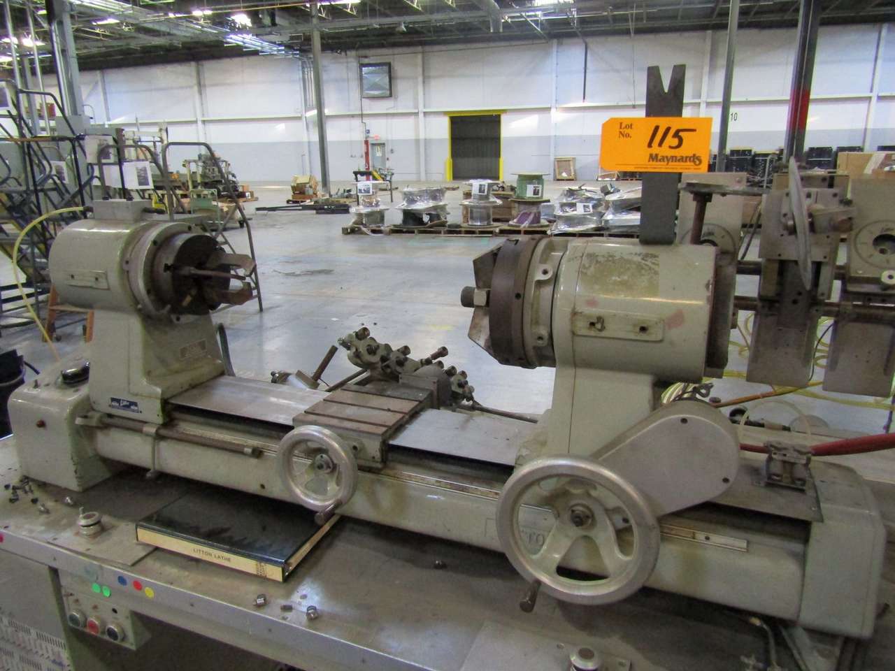 Litton HSJU Glass Lathe 29" between Centers, 18" Swing, (1) 6" 3Jaw Chuck, (1) 8" 3Jaw Chuck