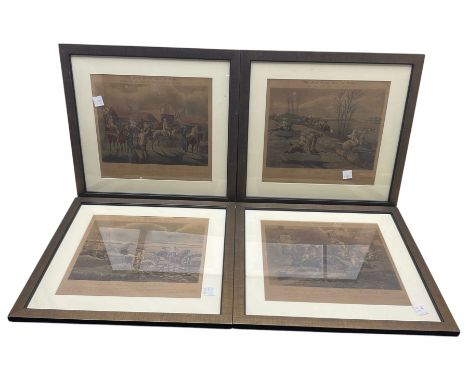 J Harris after Henry Alken: 'The First Steeple-Chase on Record', set four 19th century lithographs, well presented in contemp