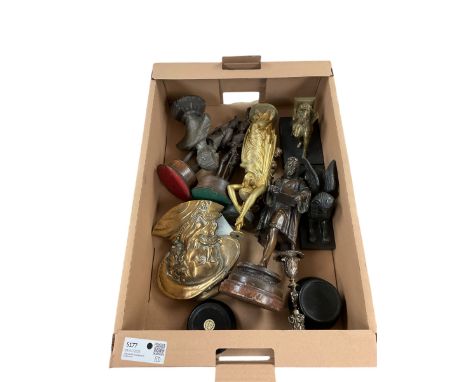 Elkington & Co candlestick, together with bronzed figure of a scholar and other collectables 