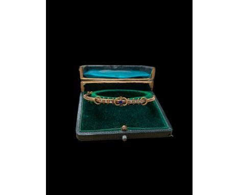 9ct gold stone set bangle, boxedCondition Report:Approx 5.53 grams, tests 9ct