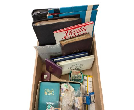 Stamps and coins, including Great Britain and Northern Ireland 1970 proof coin set in card folder, pre-decimal coinage, small