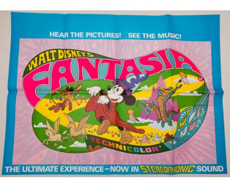 WALT DISNEY: FANTASIA (1976 Release) - UK Quad Film Poster - The Sorceror's Apprentice, Mickey Mouse features along with some