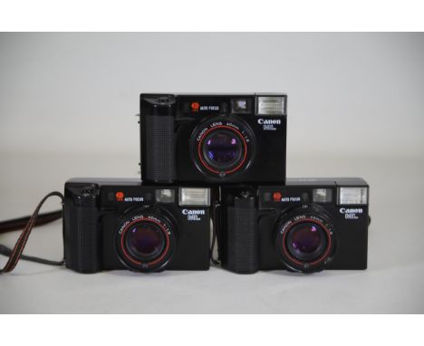 Canon AF35Ml 40mm Film Cameras (x3) - Untested, 1 Camera with Fungus and Wear, 2 Cameras with Good Condition. Batteries and F