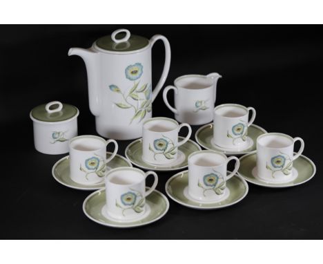 Susie Cooper Bone China Katina C1160 Coffee Set 15 PiecesThis Susie Cooper Bone China Katina C1160 coffee set includes a gree