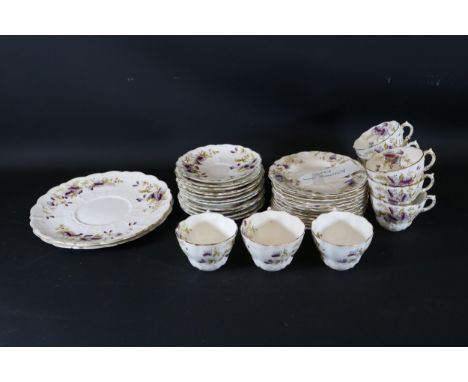 Allertons Azalea Pattern Tea Cups and Saucers, 30+ pieces