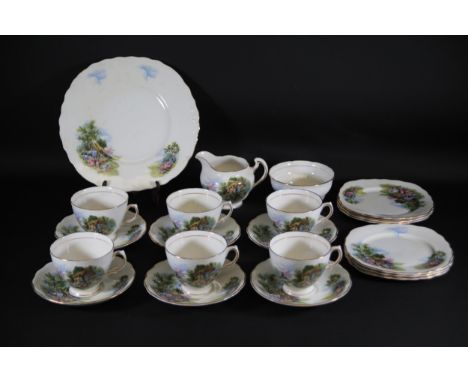 Royal Vale Bone China Tea/Coffee Service 21 PiecesThis Royal Vale bone china set includes 21 pieces, consisting of 6 teacups,