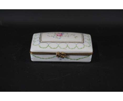 Limoges France Peint Main Trinket Box Signed M.C.This is a Limoges trinket box made in France, hand-painted and signed by the