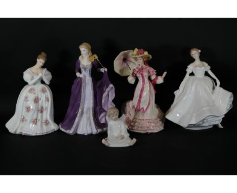 Mixed Collection of Ornaments, Ladies in Dress with a seated child, includes Royal Doulton, Worcester and others.