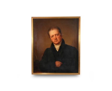 19th century oil on canvas, half length portrait of a gentleman, entitled Thomas Sanderson (1775-1836) maternal great grandfa