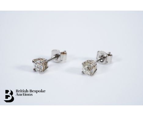 Pair of diamond ear studs, approx. 0.5ct of diamonds in 9ct gold mounts.&nbsp;