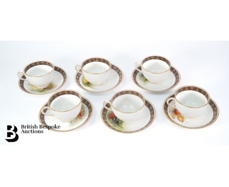 Six Royal Worcester cup and saucers, nr C3340, two signed R. Austin, each painted with Australian flowers including the Flann