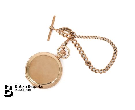 9ct yellow gold full hunter pocket watch. The watch having a white enamel face with Arabic dial subsidiary minute dial, watch