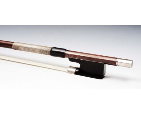 AN ENGLISH SILVER MOUNTED VIOLIN BOW by James Tubbs (1835-1921) so stamped, 74cm long