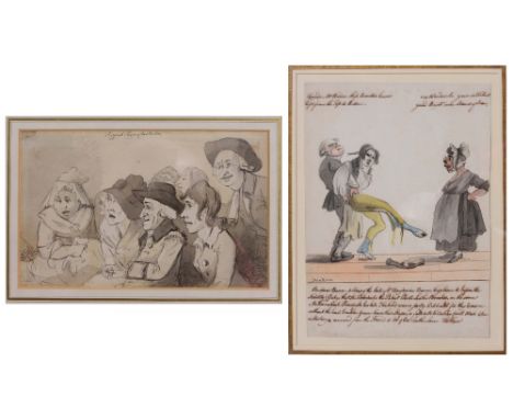 JOHN NIXON (c.1760-1818) 'Puppet Show Spectators', indistinctly inscribed and dated (lower left), titled, white and grey wash