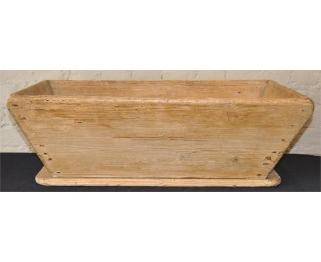 A vintage French pine dough bin, of typical form, (lacking legs), 78 cm wide x&nbsp;44 cm deep