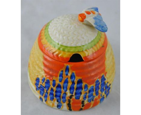 Clarice Cliff for Newport Pottery, a small Windbells beehive honey pot, Fantasque Bizzare marks, 7.5cm high