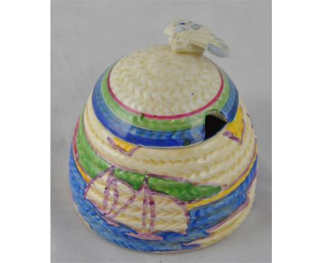 Clarice Cliff for Newport Pottery, a small Gibraltar beehive honey pot, Fantasque Bizarre marks, 7.5cm high