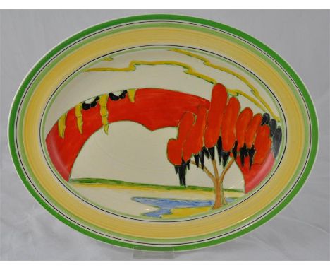 *** WITHDRAWN *** In the style of Clarice Cliff for Wilkinson, a Solitude oval platter, bearing Fantasque mark, 30cm long

