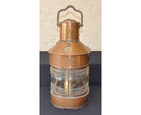 A 19th century copper ships lantern, by Telford Grier Mackay&nbsp; &amp; Co&nbsp; Ltd, Glasgow, 63 cm high
