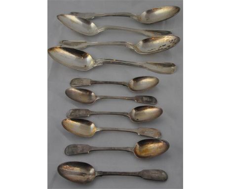 A set of four George III silver table spoons, by William Eley, William Fearn &amp; William Chawner, London 1812, fiddle threa