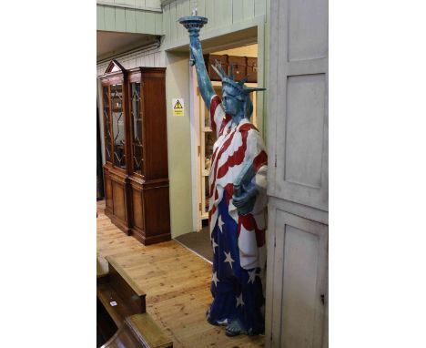 Cast metal Statue of Liberty floor lamp, 226.5cm high