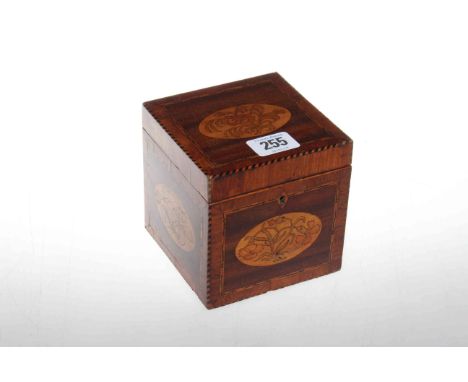 George III inlaid mahogany tea caddy