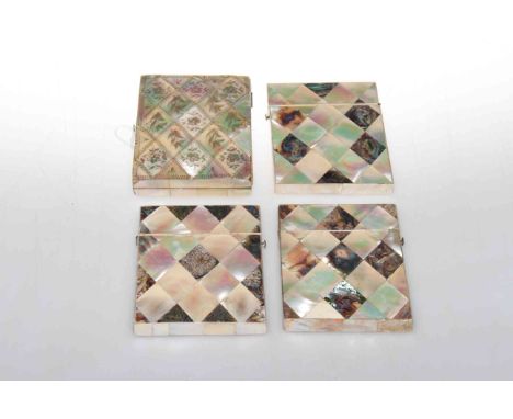 Four 19th Century abalone and mother-of-pearl card cases