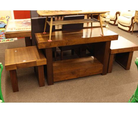 Bentley Akita console table and pair lamp tables
