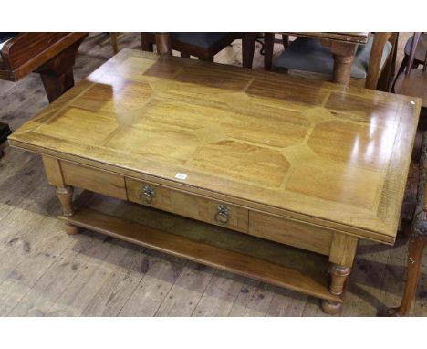 Barker & Stonehouse Flagstone two drawer, two tier low centre table, 46cm by 130cm