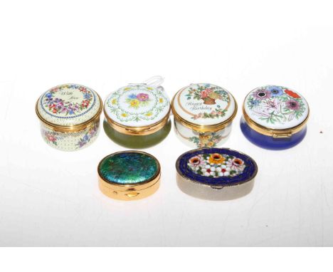 Six enamel boxes including Halcyon Days