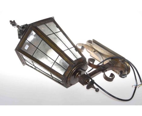 Wall mounted lantern light with leaded glass panels