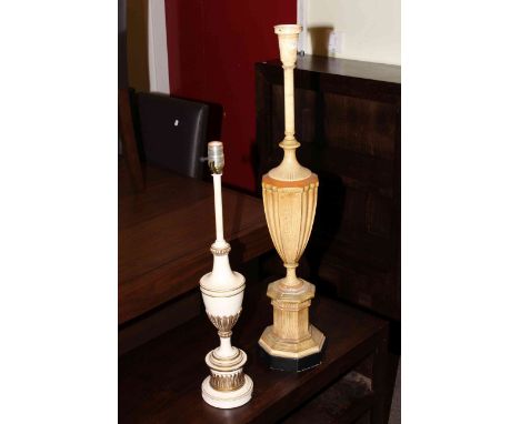 Two painted French style lamp bases
