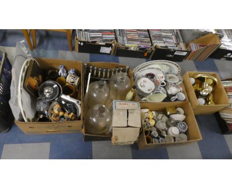 Five Boxes of Ceramics and Glassware, Light Fitting Etc 