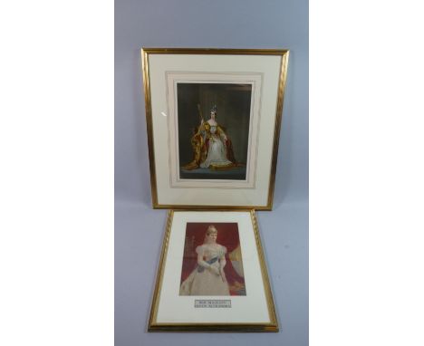 A Framed Print of a Young Queen Victoria together with a Print of Her Majesty Queen Alexandra 