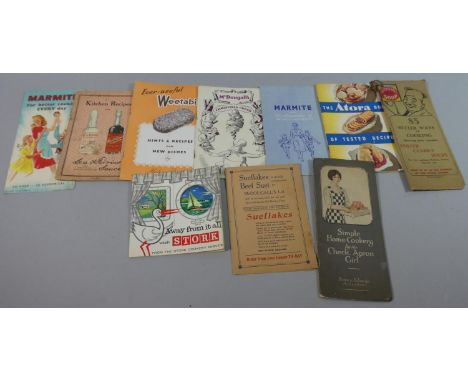 A Collection of Vintage Kitchen Recipes Leaflets and Booklets including Marmite, McDougalls, Weetabix Etc 